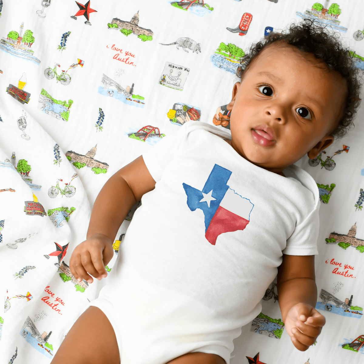 Texas Watercolor Baby Gift Bundle Soft Breathable Bamboo Cotton