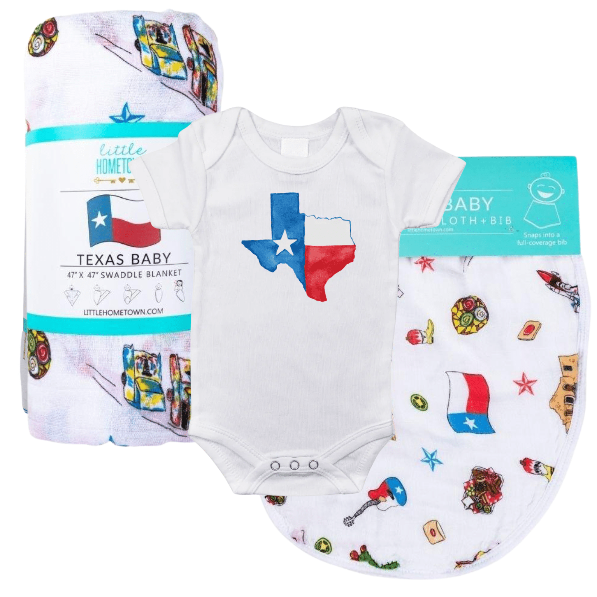 Texas Watercolor Baby Gift Bundle Soft Breathable Bamboo Cotton