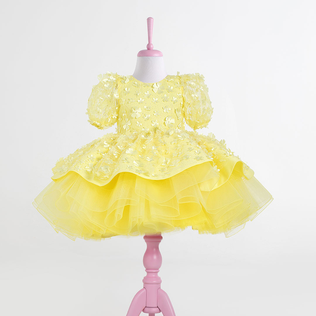 Fiona Yellow Party Dress - Layered