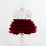 Helena White & Burgundy Party Dress