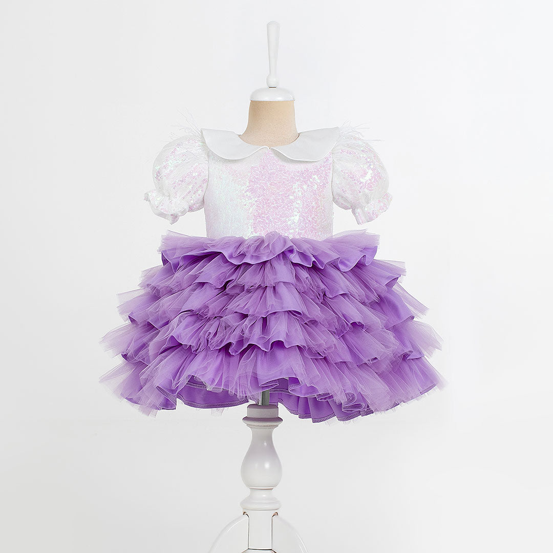 Helena White & Lilac Party Dress