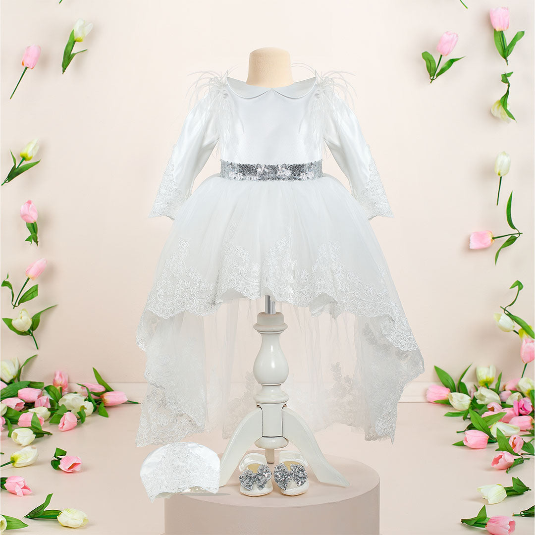 Jaelyn White Baby Dress Set