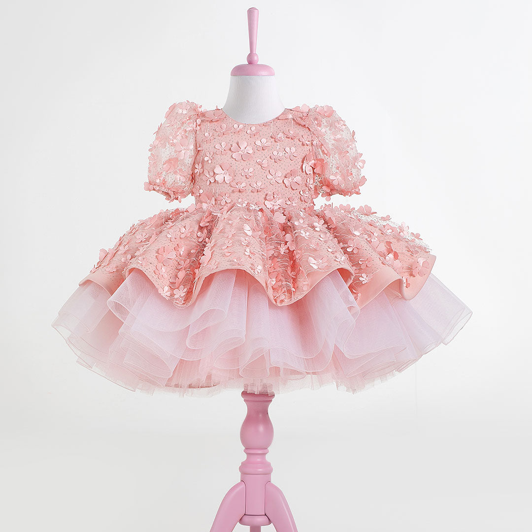 Fiona Pink Party Dress - Layered
