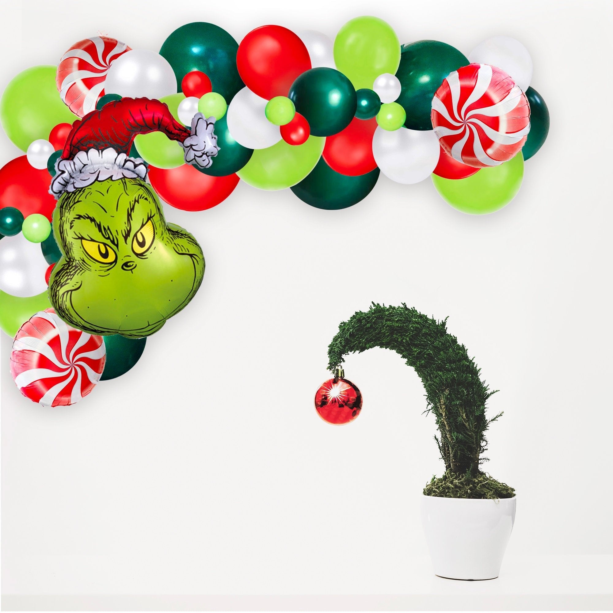 Grinch Christmas Balloon Garland Kit – Red & Green
