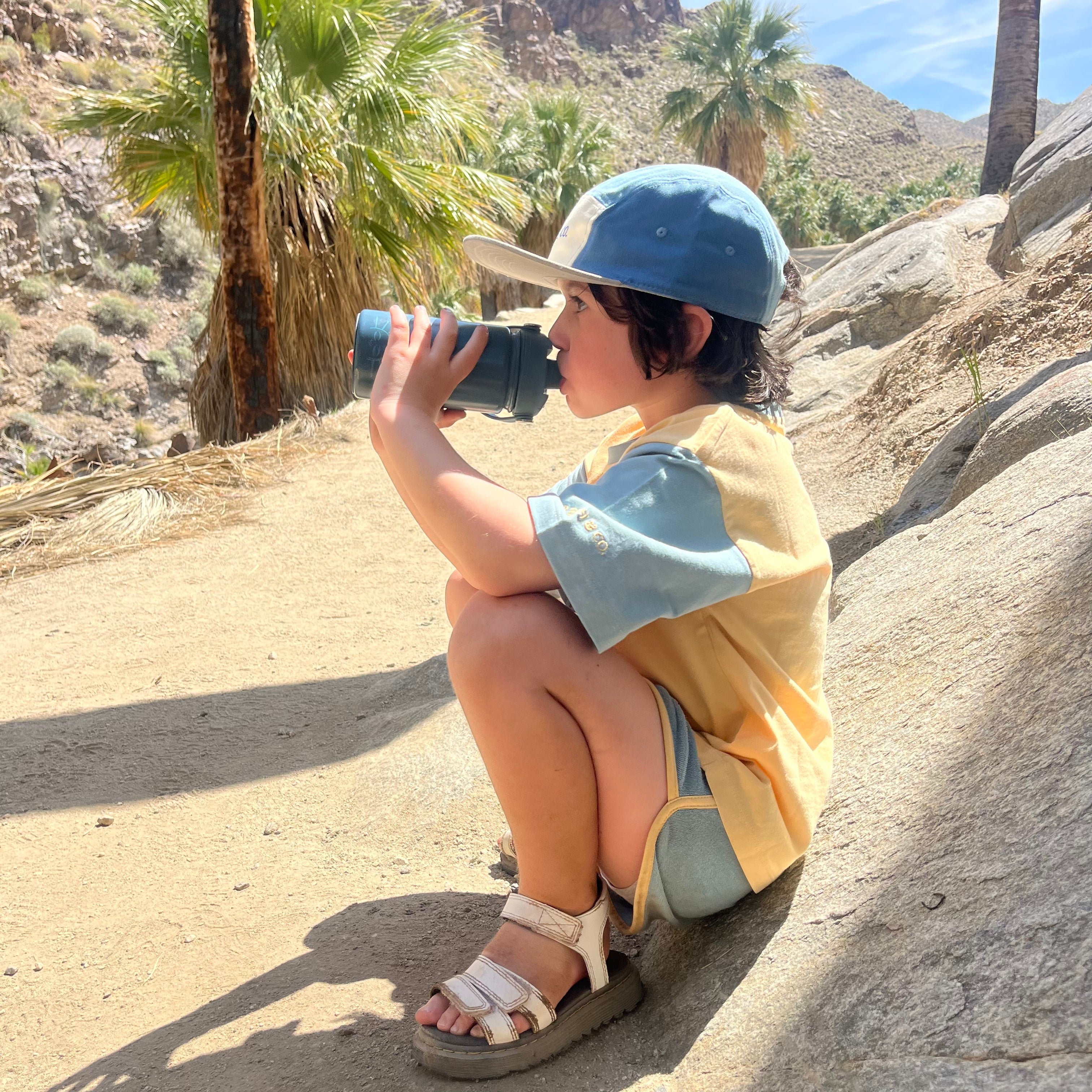 5 Panel Hat | Anti Uv Sky Blue + Desert Teal