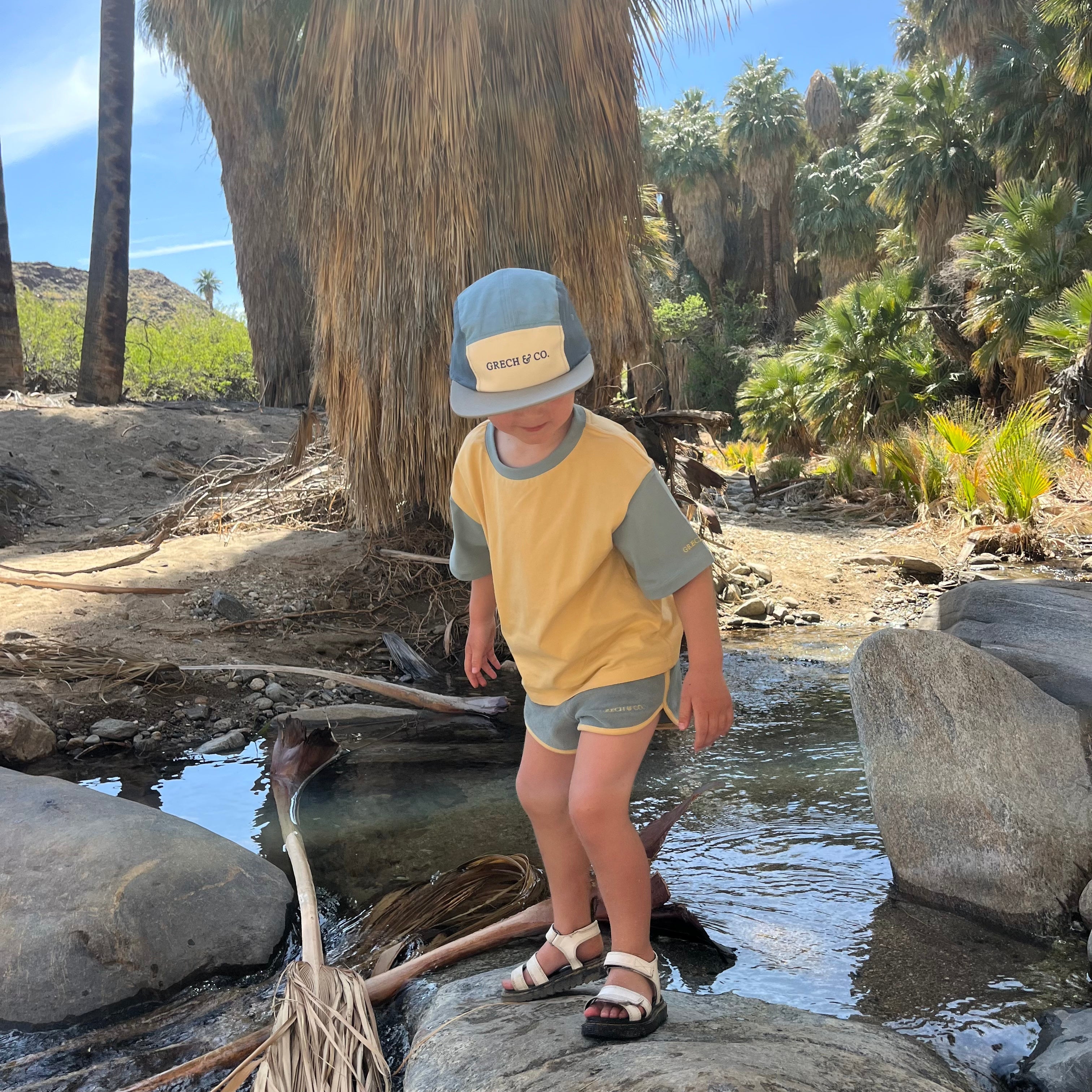 5 Panel Hat | Anti Uv Sky Blue + Desert Teal