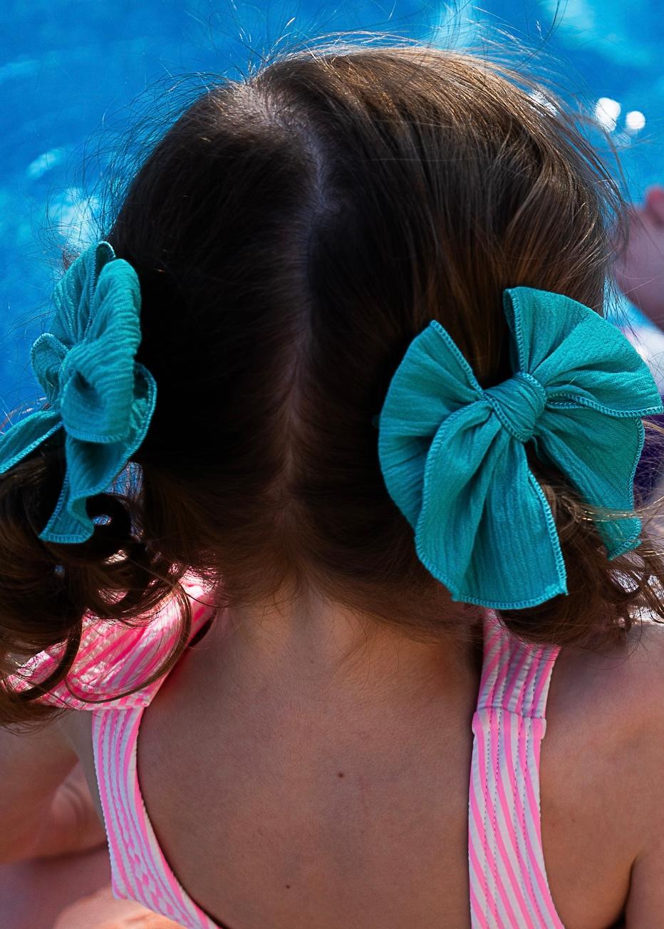 Aqua Tide | Pigtail Set - Petite Party Bow