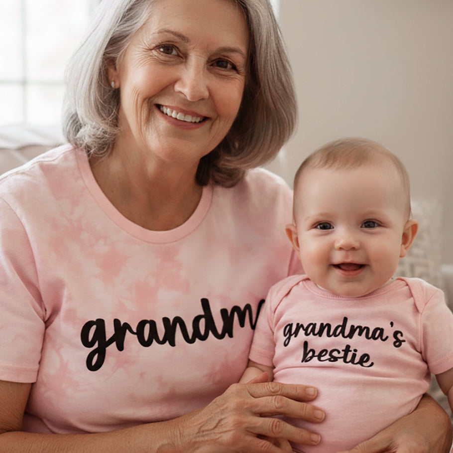 Tie Dye Personalized Grandma And Me Shirt Set