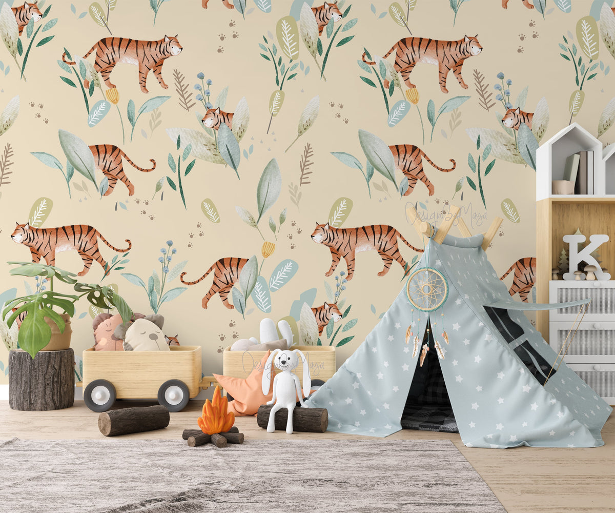 Gender Neutral Safari Animals Wallpaper - Nursery Wall Decor Wallpapers
