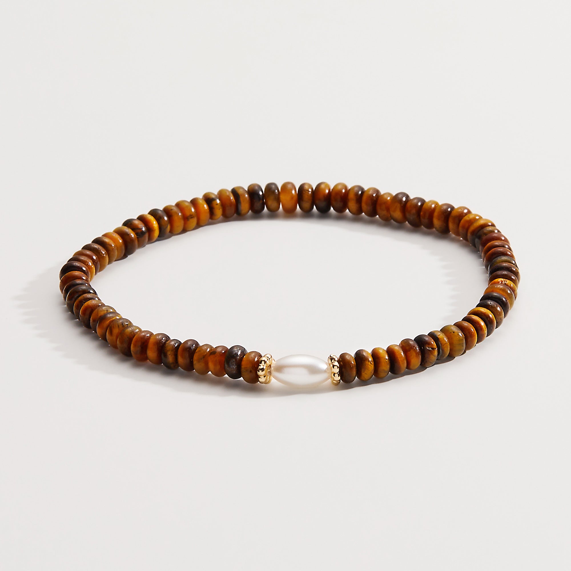 Tiger's Eye And Pearl Stretch Bracelet
