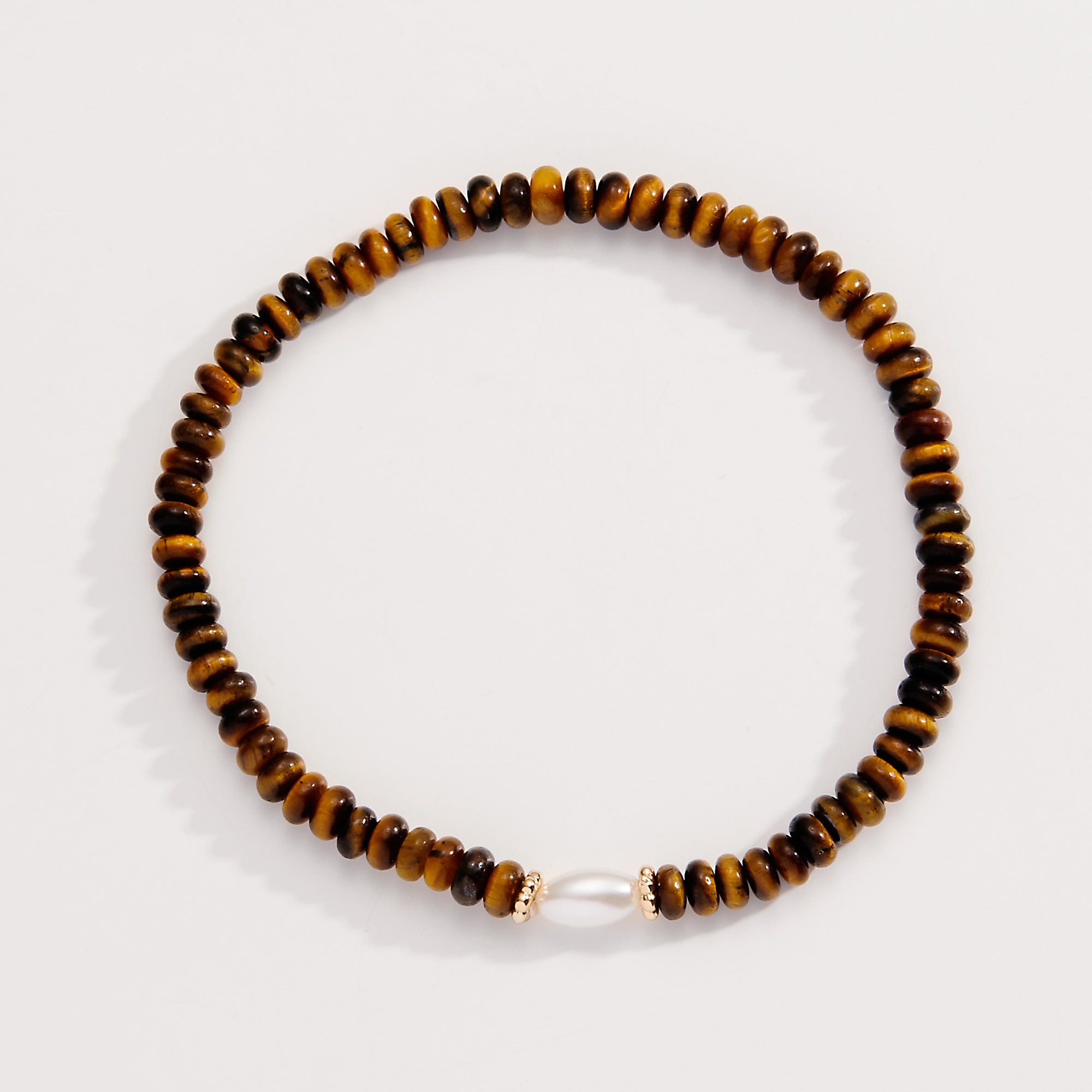Tiger's Eye And Pearl Stretch Bracelet