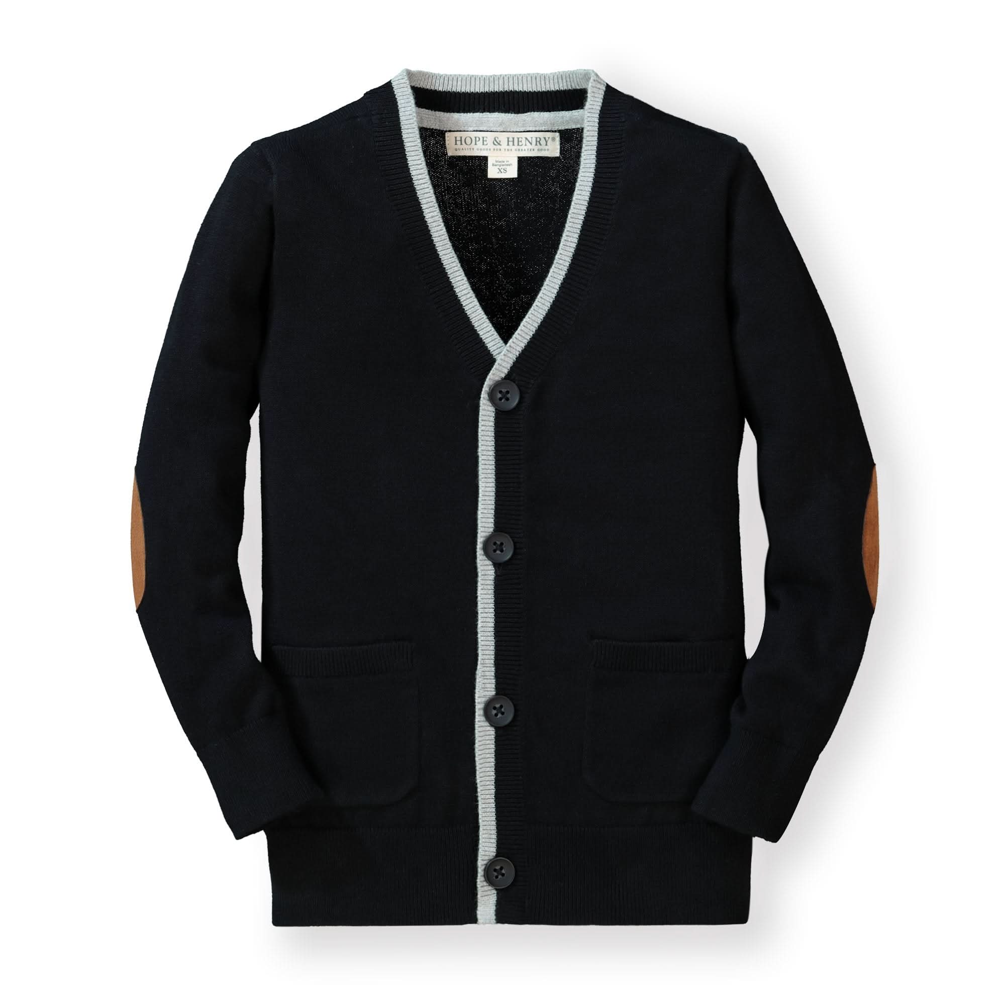 Tipped Cardigan With Elbow Patches