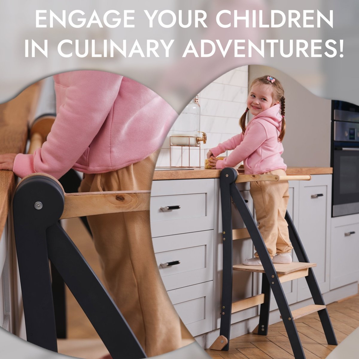 Toddler Learning Tower: Step Stool For Kids - Graphite