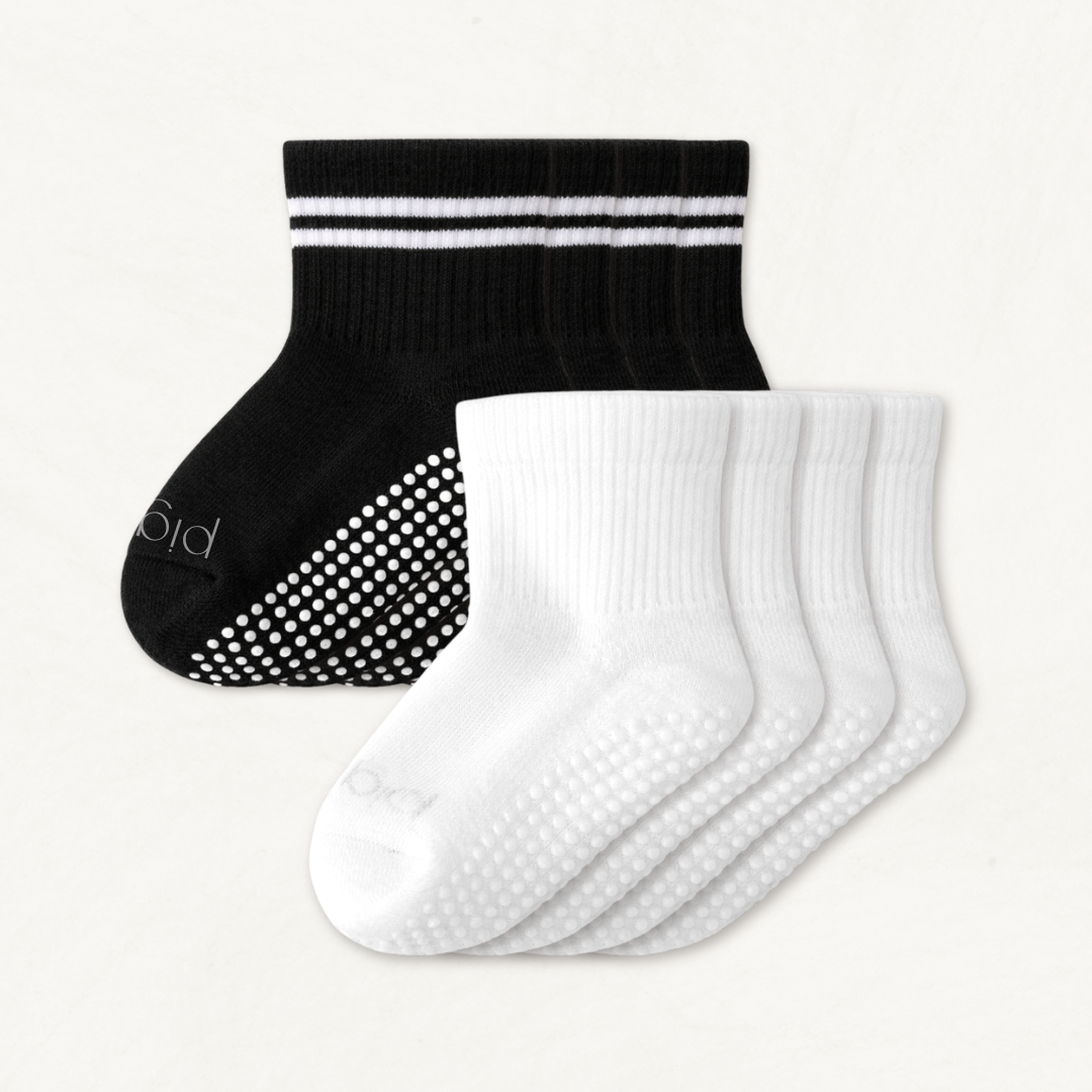 Toddler Gripper Crew Socks 4-pack (2-3t) - Onyx