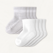 Toddler Gripper Crew Socks 4-pack (2-3t) - Pebble