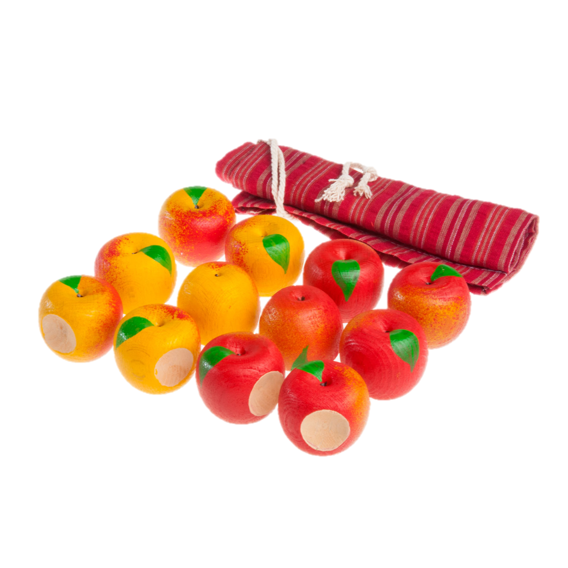 Educational Apple Counters Toy Set Of 12 In Linen Bag