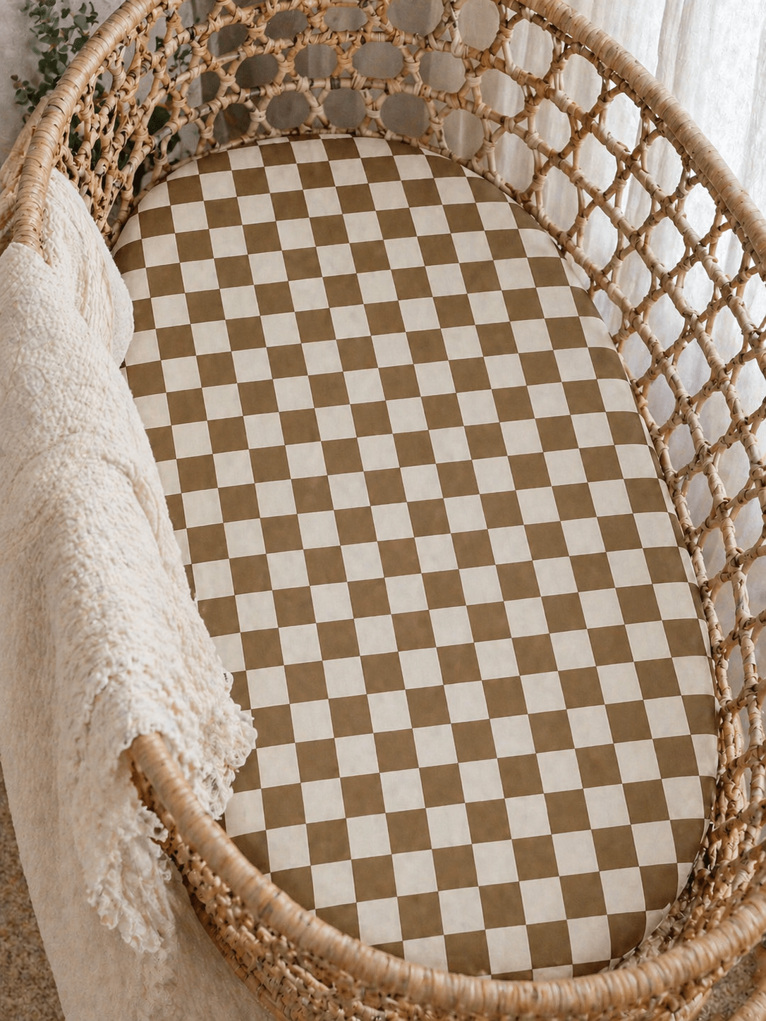 Bamboo Changing Pad Cover - Toffee Checkered