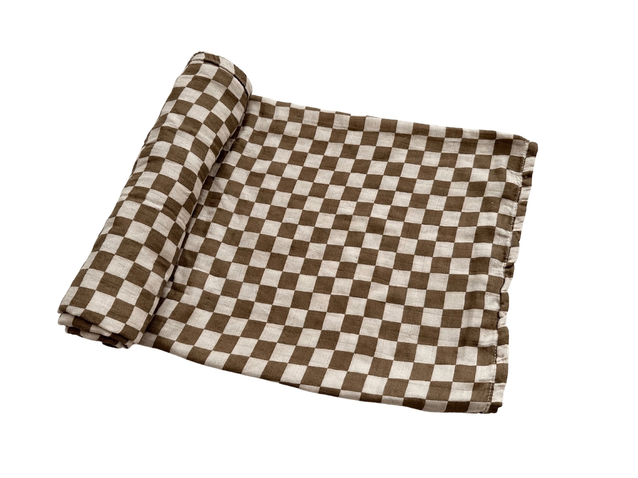 Muslin Swaddle Blanket - Toffee Checkered