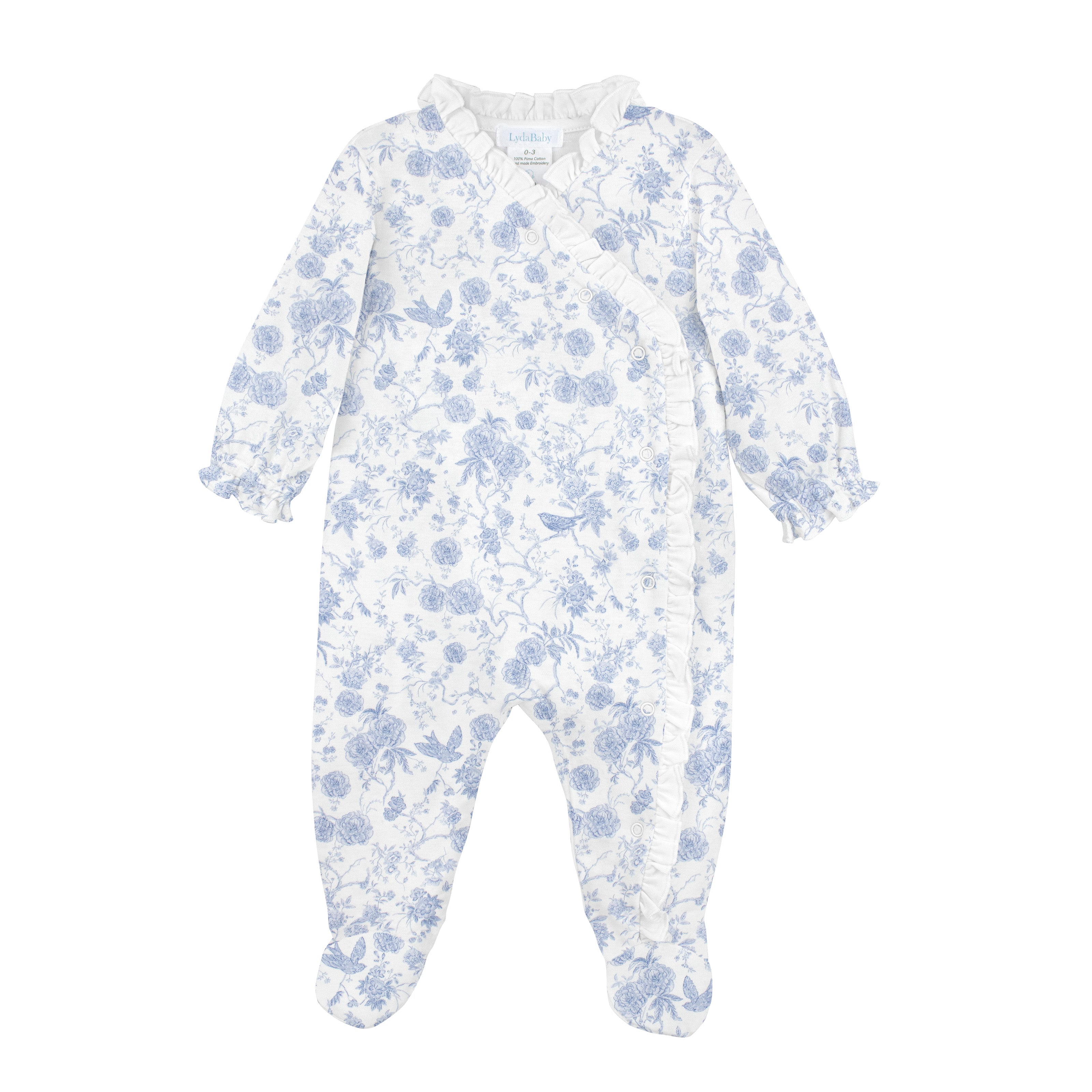 Autumn Garden Light Blue Printed Footie | Baby Girl