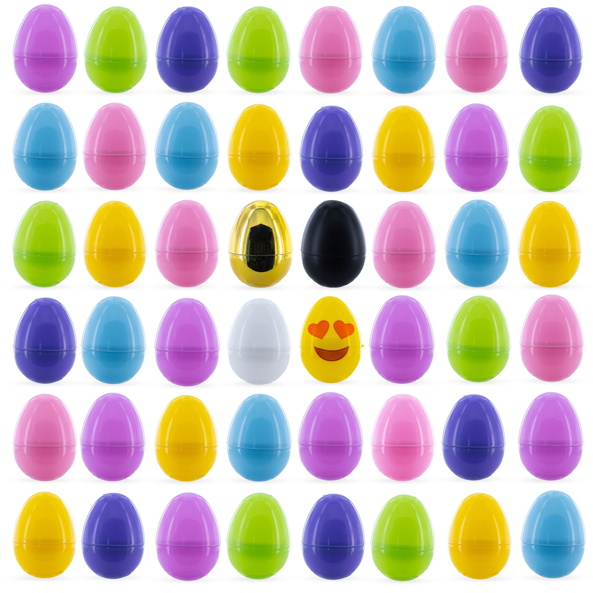 Set Of 48 Plastic Easter Eggs In Pastel, Gold, White, And Black 2.25 Inches