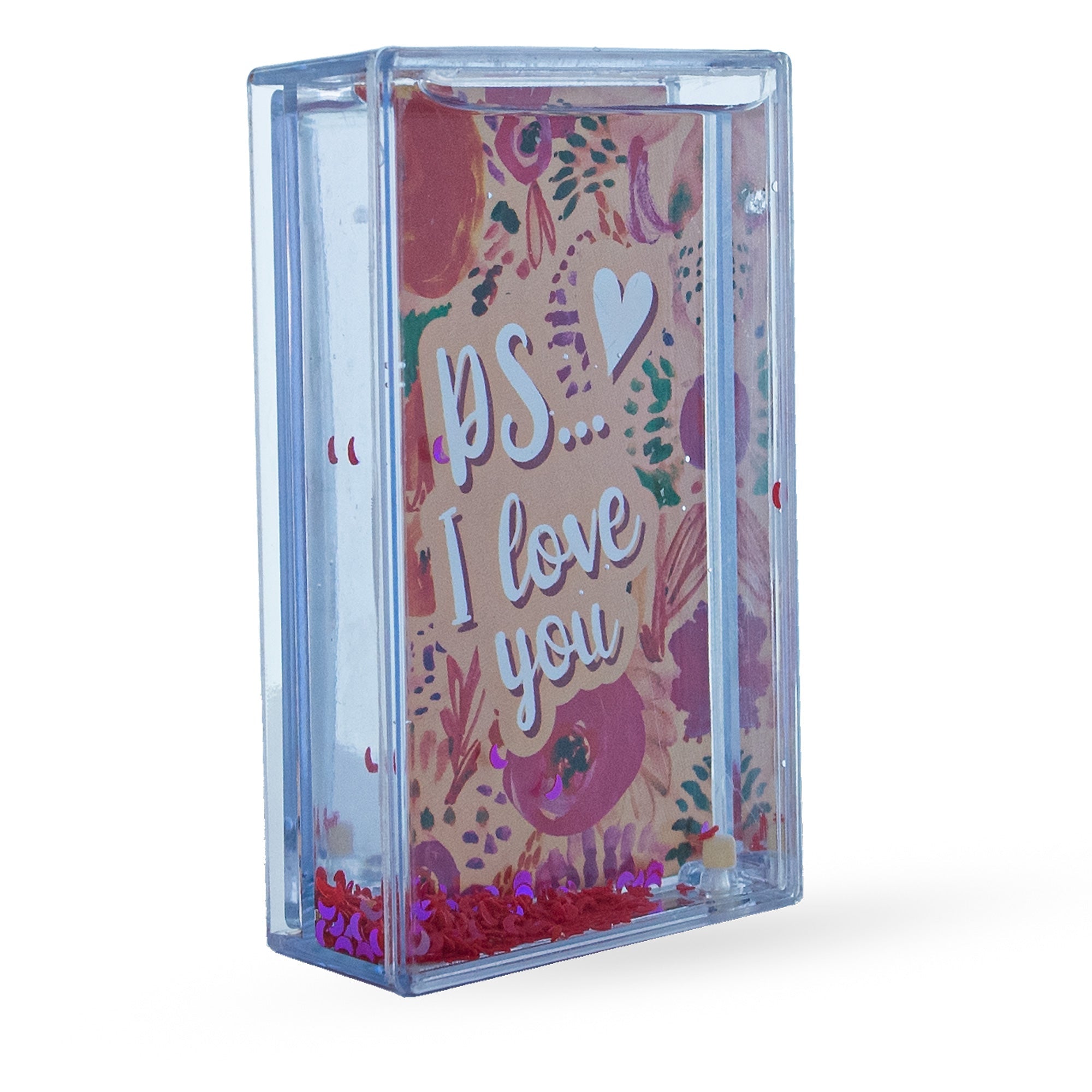 "i Love You" Clear Plastic Glitter Water Picture Frame