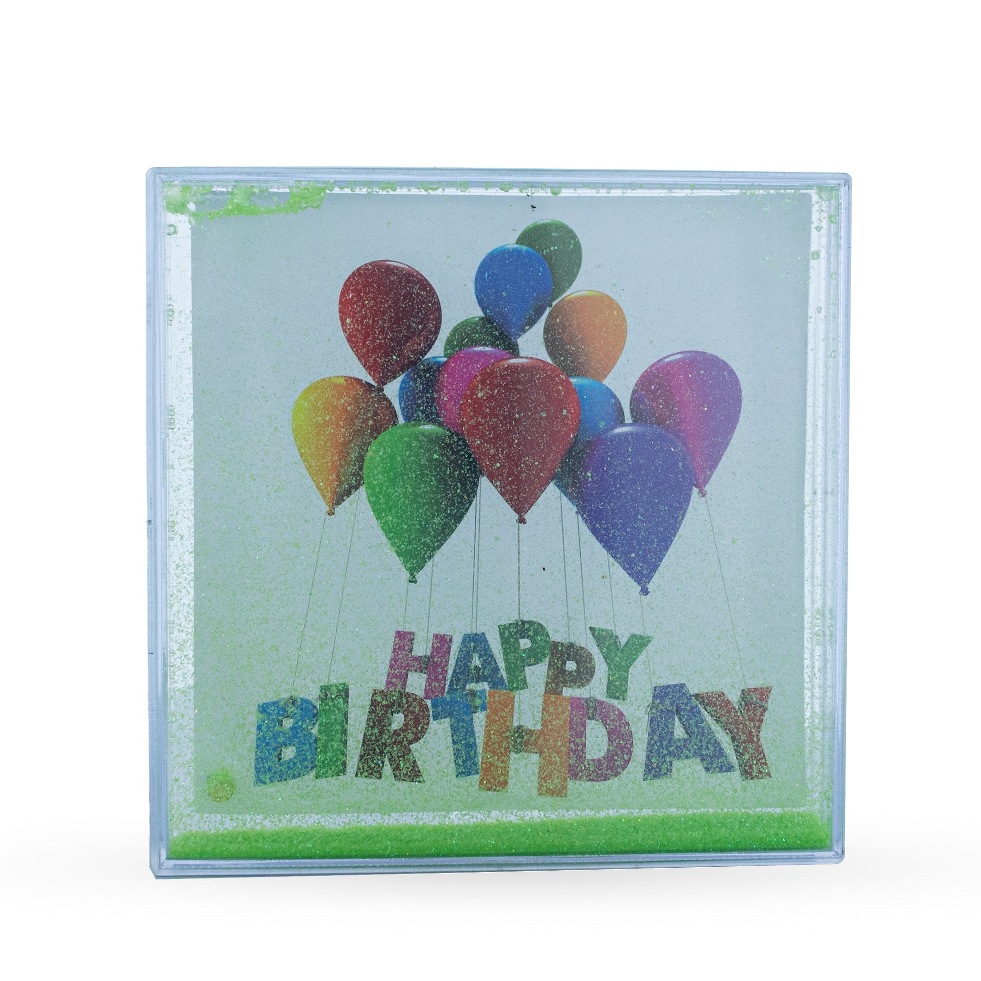 Shimmering Memories: Square Clear Plastic Glitter Water Picture Frame