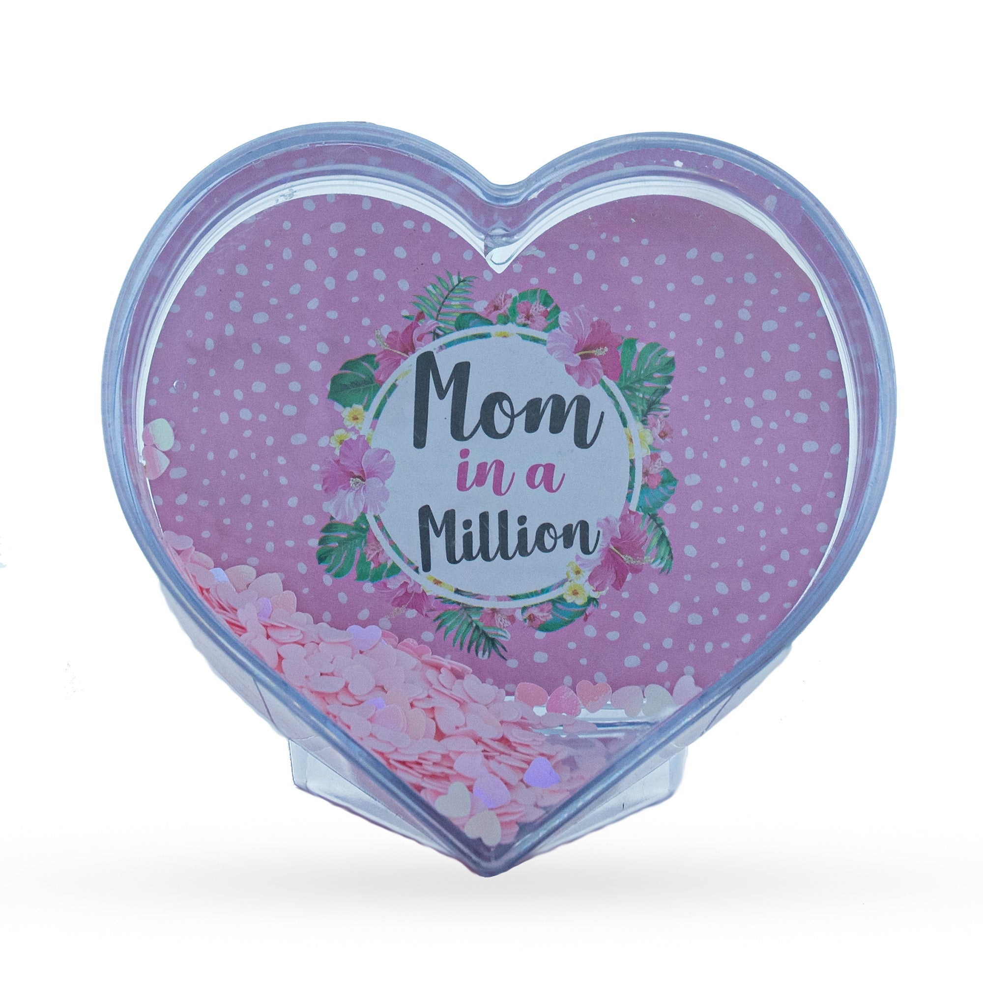 Mother's Day Love In A Heart: Clear Plastic Water Globe Picture Frame