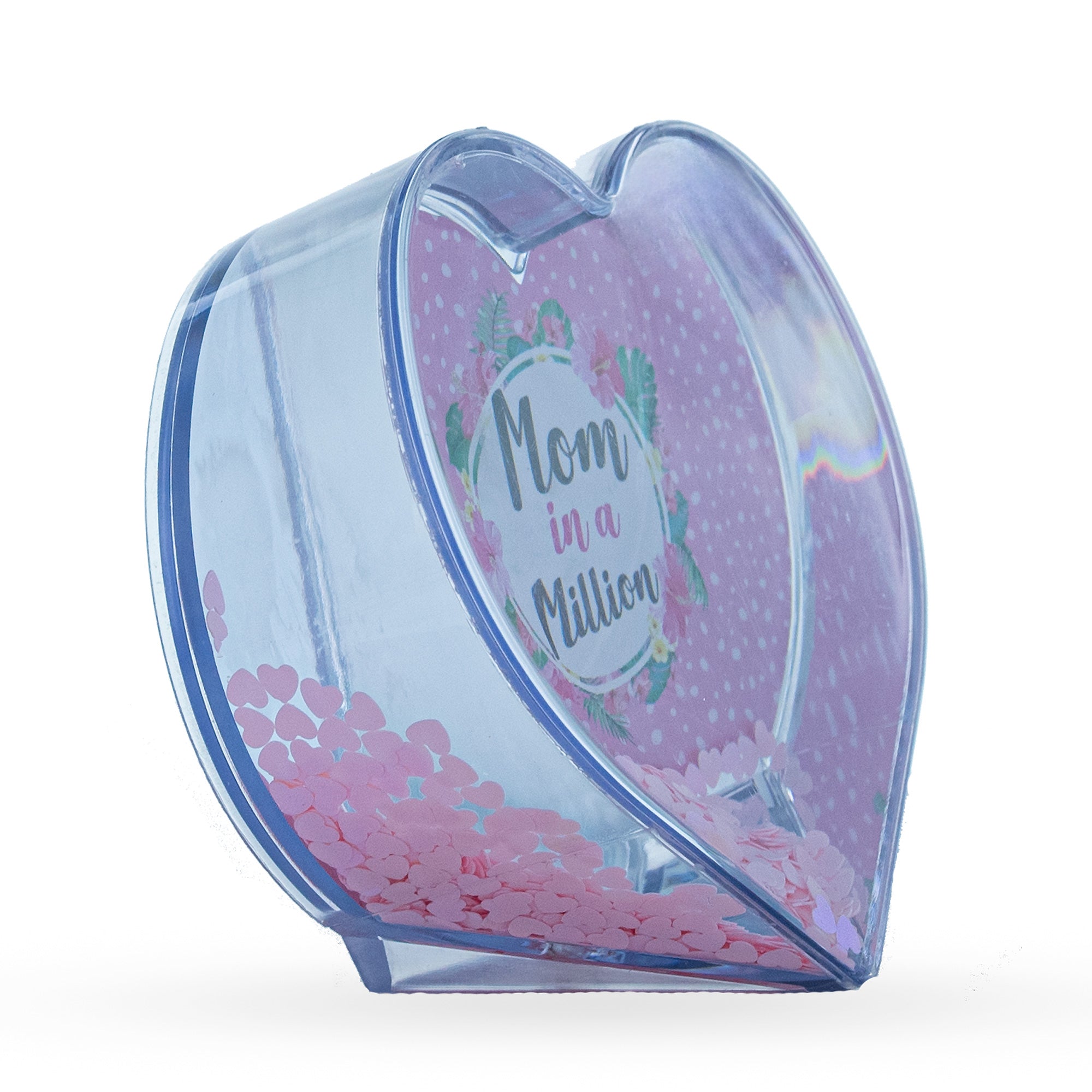 Mother's Day Love In A Heart: Clear Plastic Water Globe Picture Frame