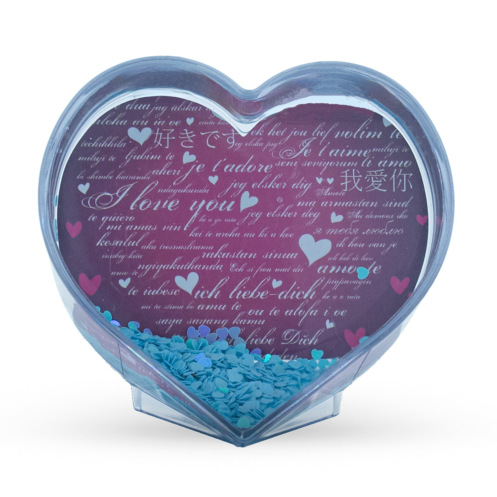 Father's Day Heart Shaped Clear Acrylic Plastic Water Globe Picture Frame