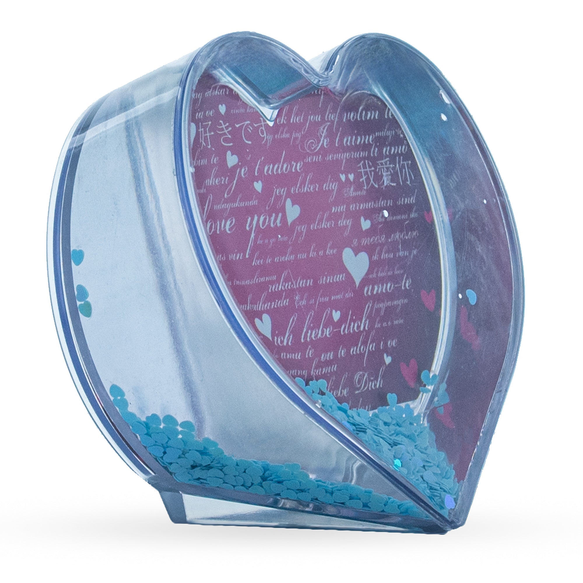 Father's Day Heart Shaped Clear Acrylic Plastic Water Globe Picture Frame