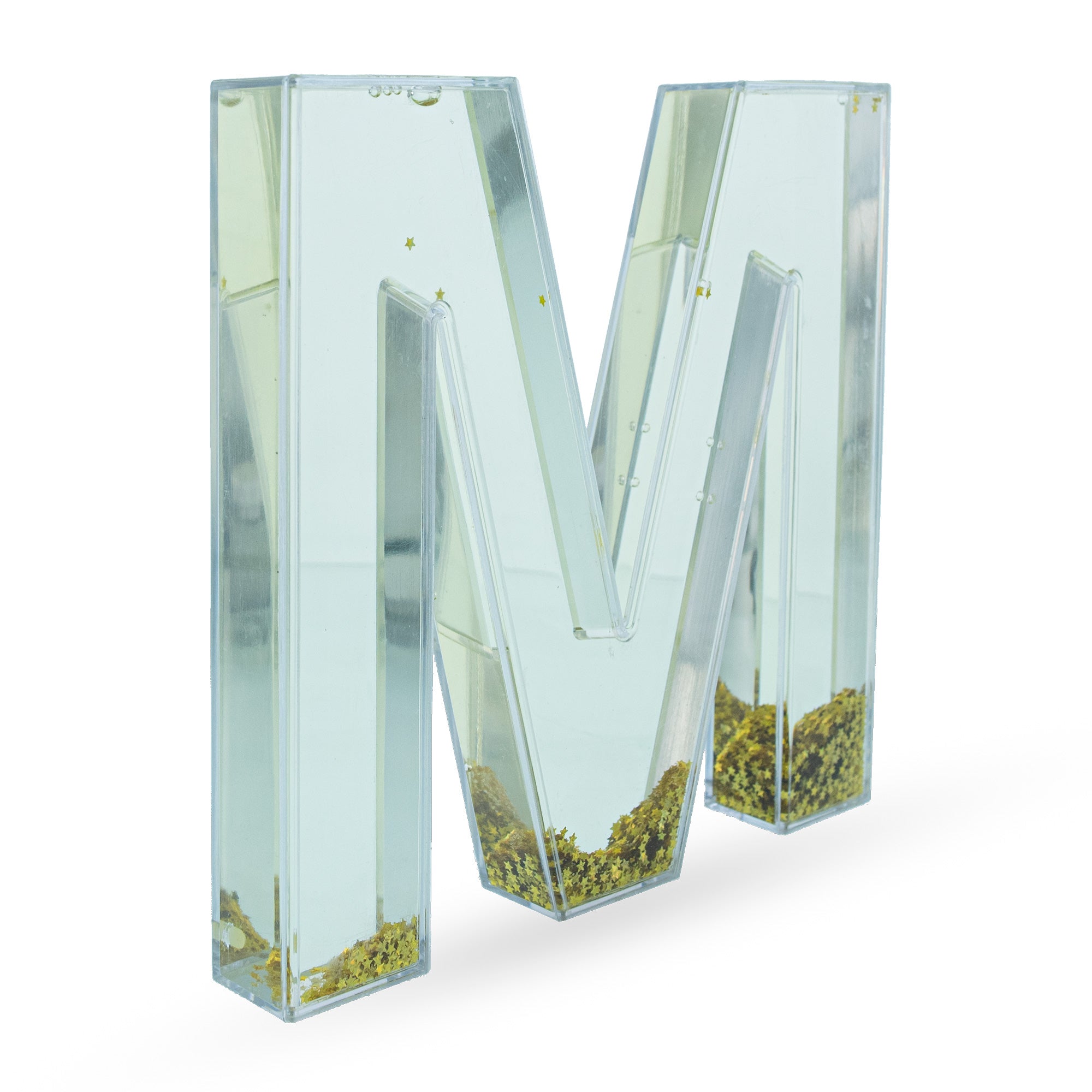 Letter M Glitter-filled Acrylic Snow Globe