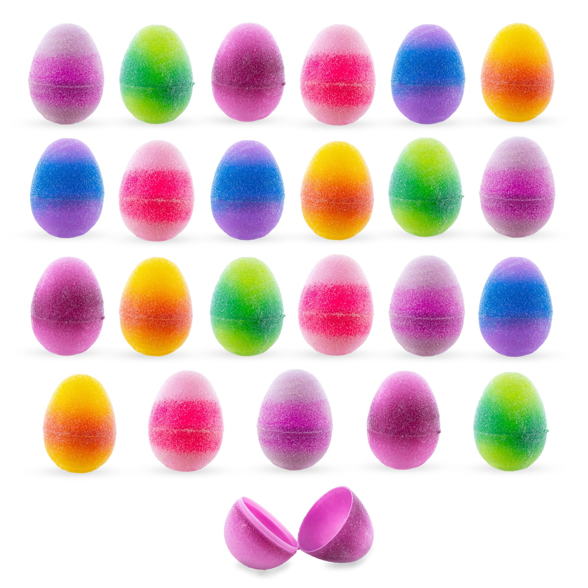 Sparkling Delights: Set Of 24 Glittered Jelly Fruit Marmalade Plastic Easter Eggs, 2.25 Inches Each