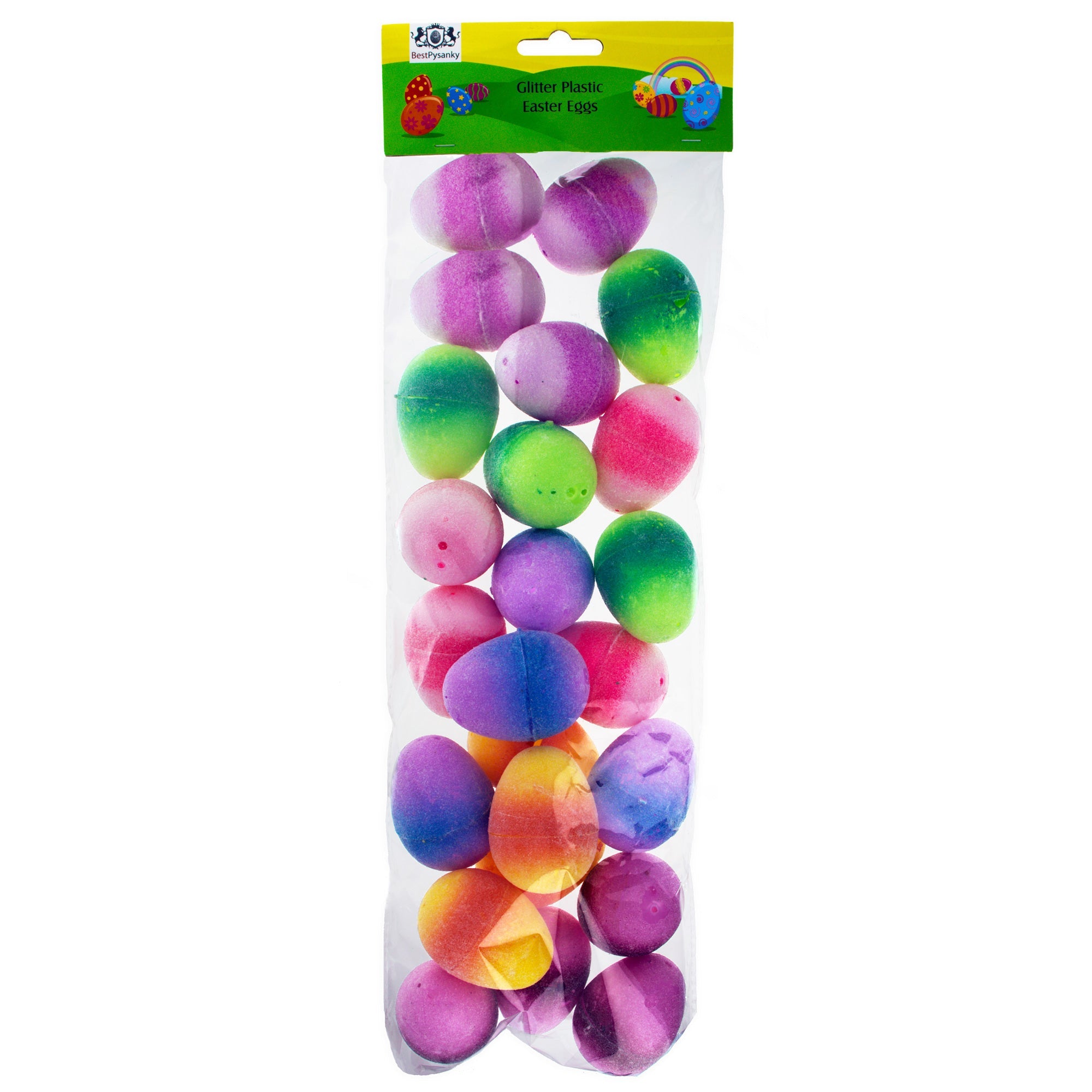 Sparkling Delights: Set Of 24 Glittered Jelly Fruit Marmalade Plastic Easter Eggs, 2.25 Inches Each