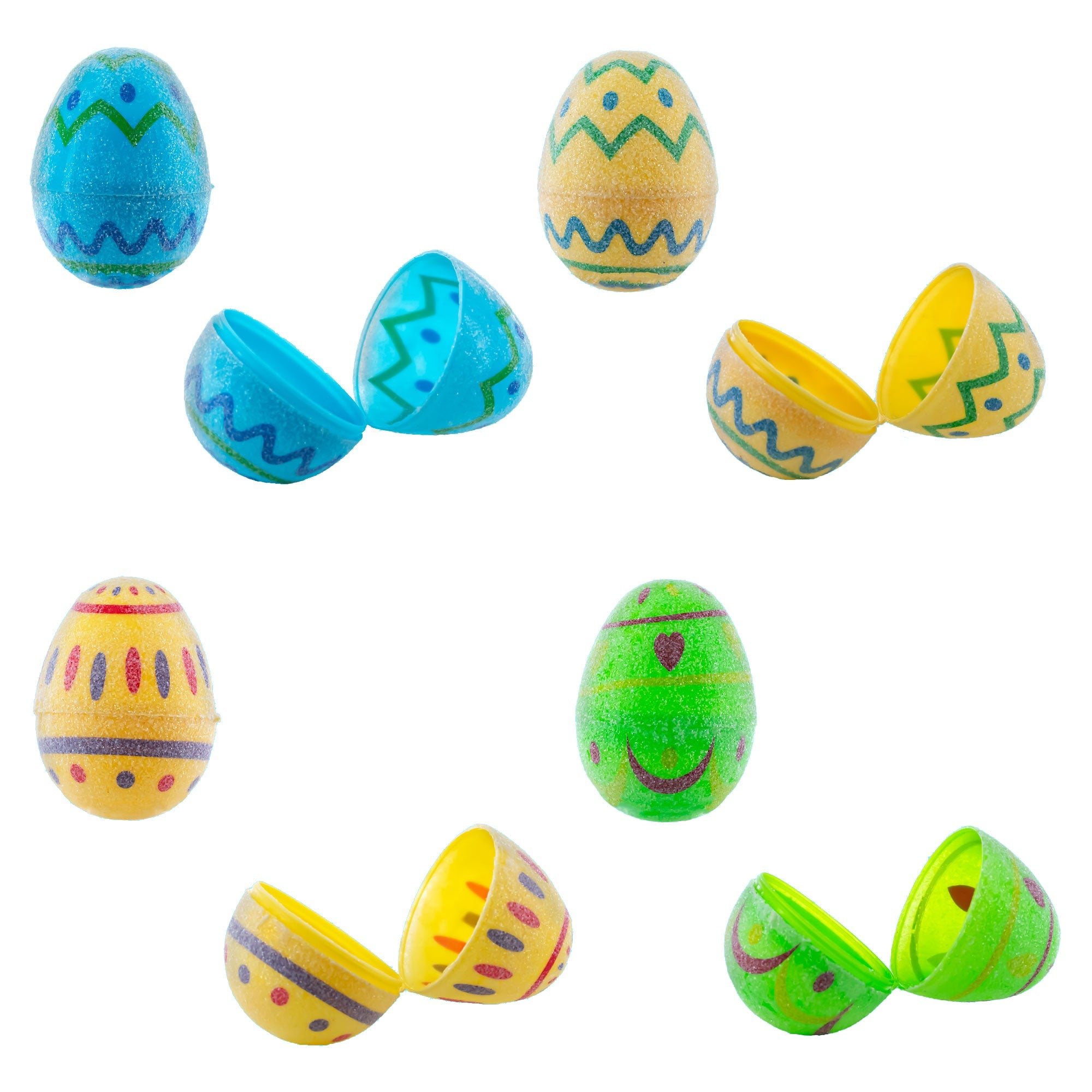 Set Of 8 Sugar-coated Style Ukrainian Geometric Plastic Easter Eggs 2.25 Inches