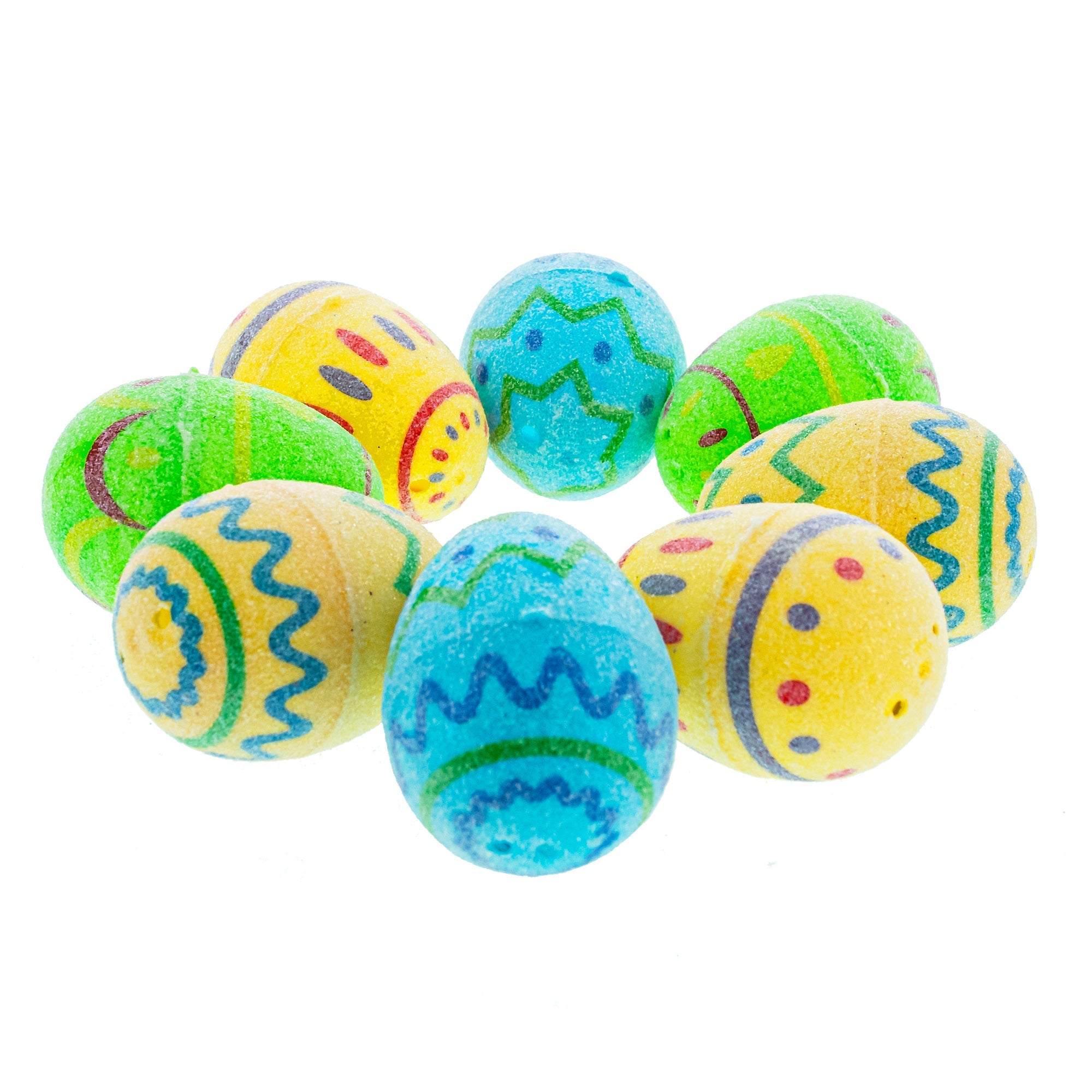 Set Of 8 Sugar-coated Style Ukrainian Geometric Plastic Easter Eggs 2.25 Inches