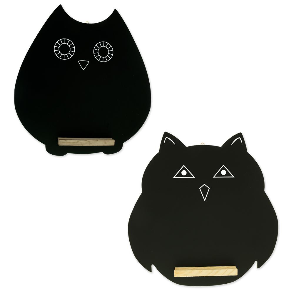 Whimsical Owls: Set Of 2 Owl-shaped Chalkboards Blackboards For Erasable Hanging Signs And Displays