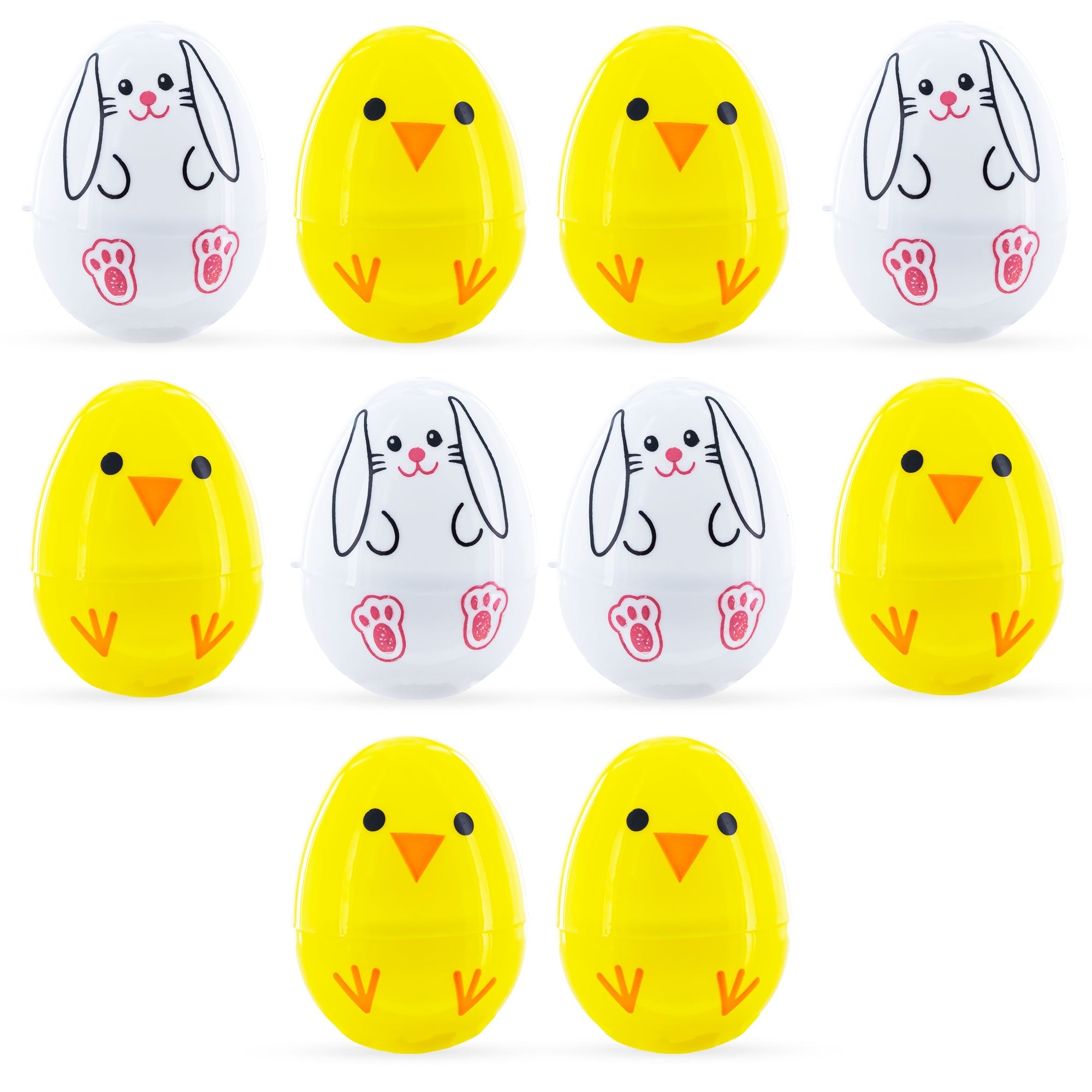 10 Playful Bunny & Chick Plastic Easter Egg 2.25 Inches