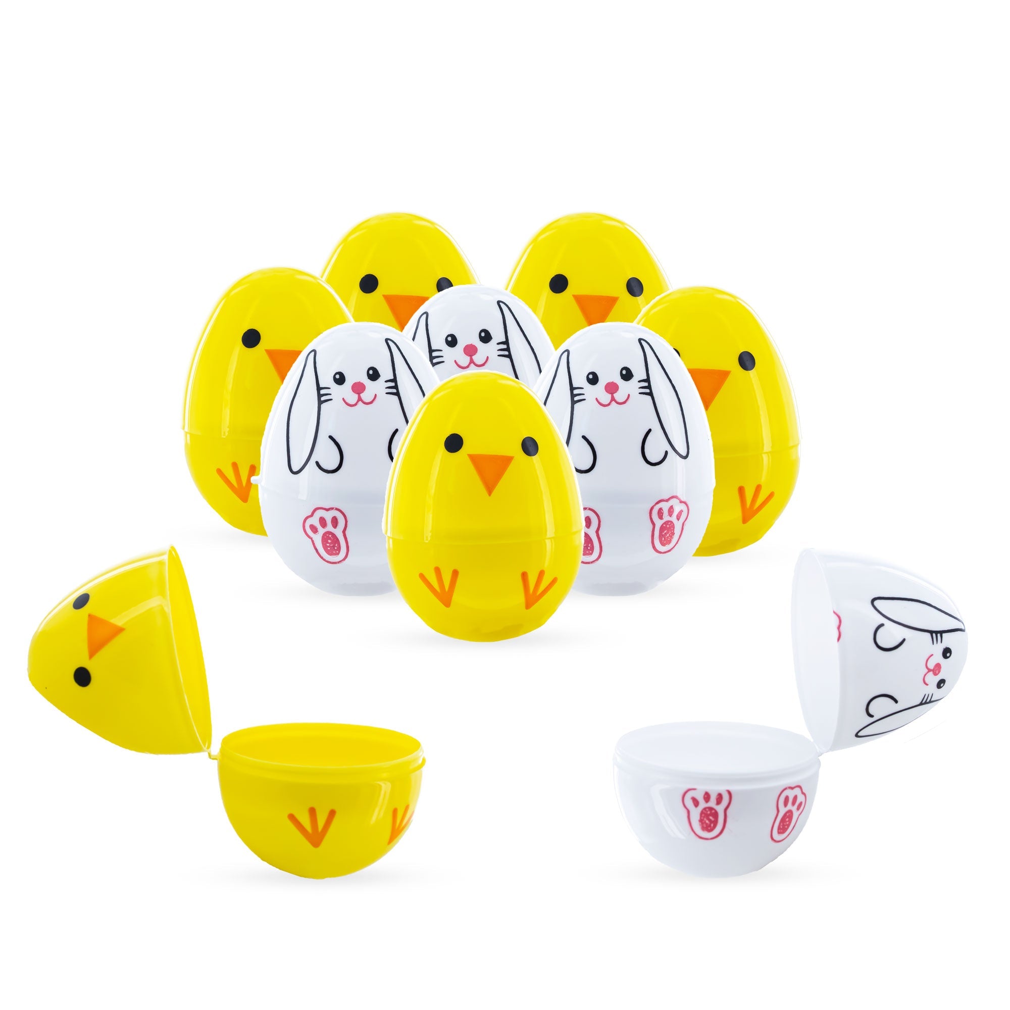 10 Playful Bunny & Chick Plastic Easter Egg 2.25 Inches