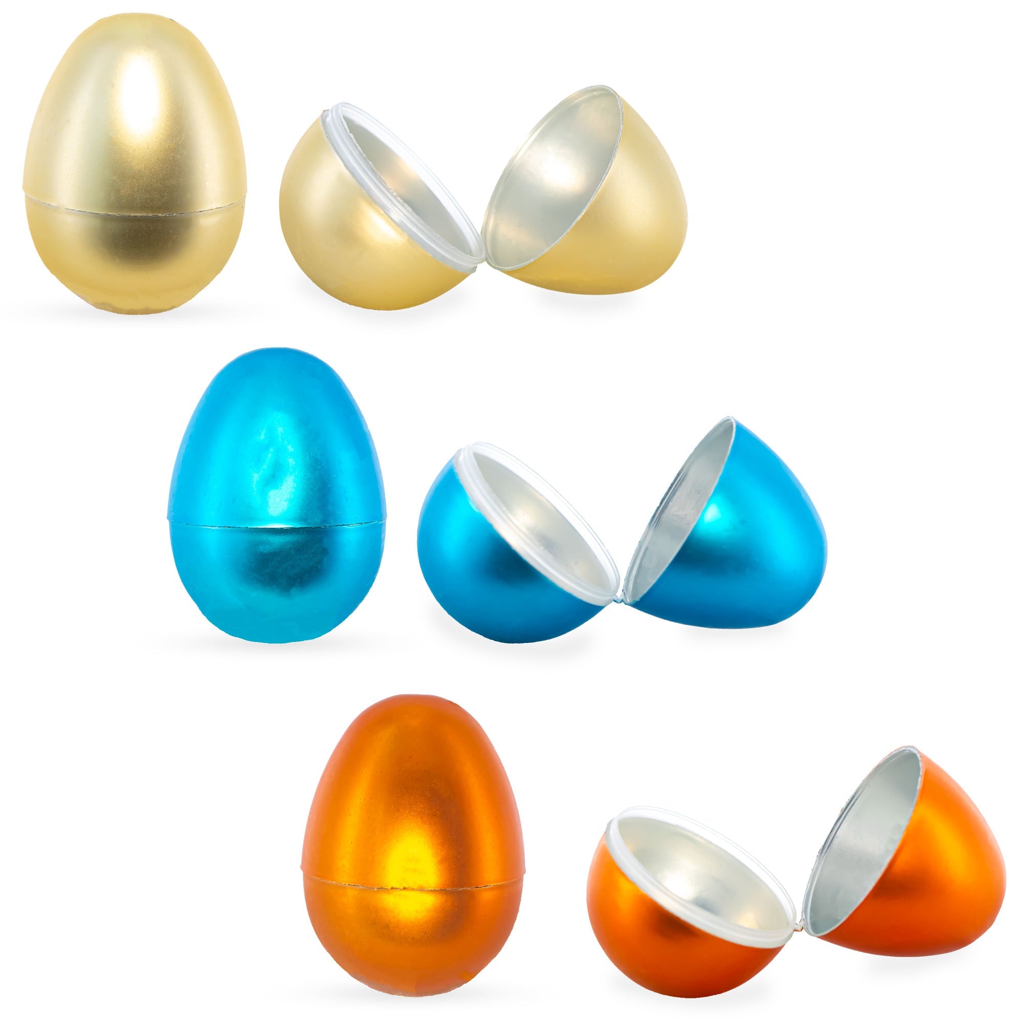 Shimmering Delights: Set Of 12 Multicolored Matte Metallic Plastic Easter Eggs 2.25 Inches