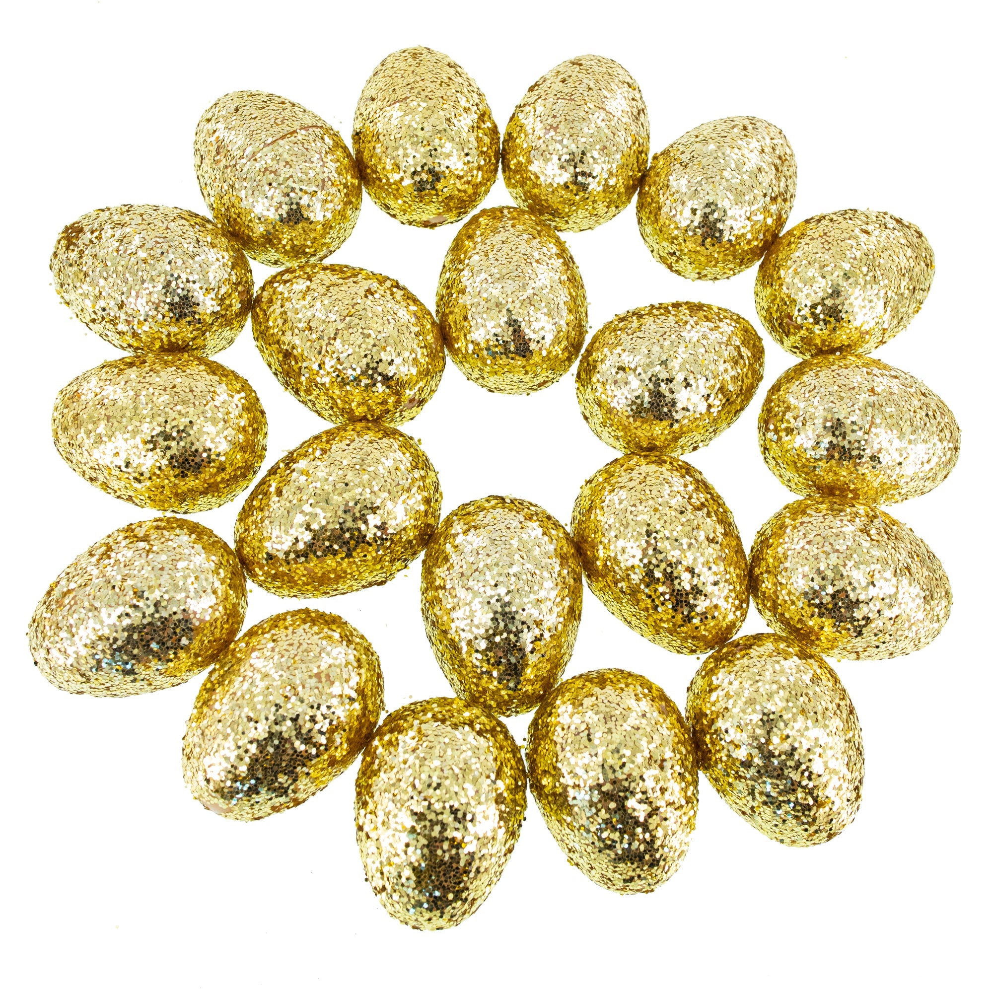 Golden Sparkle: Set Of 20 Gold Glittered Fillable Plastic Easter Eggs 2.25 Inches