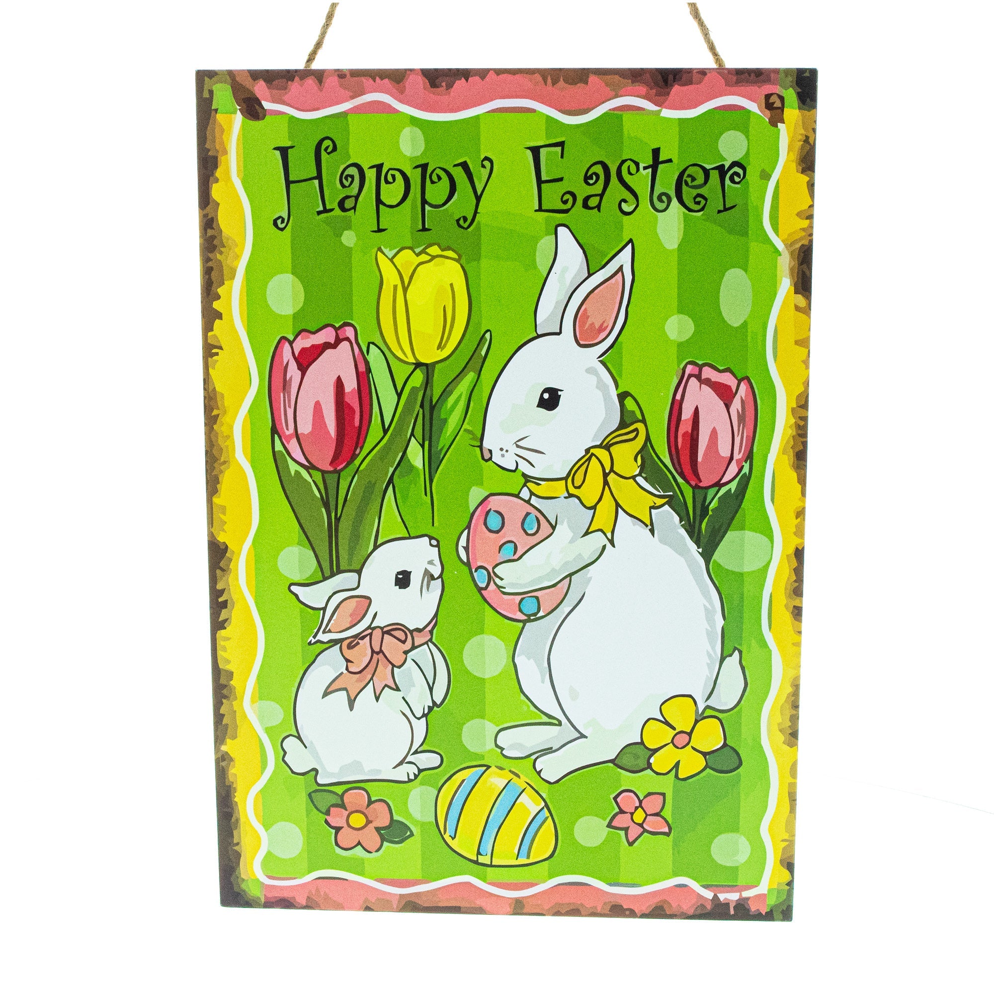 Easter Bunnies On An Egg Hunt Decorative Plaque: A Whimsical Wall Sign For Easter Celebrations 10 Inches