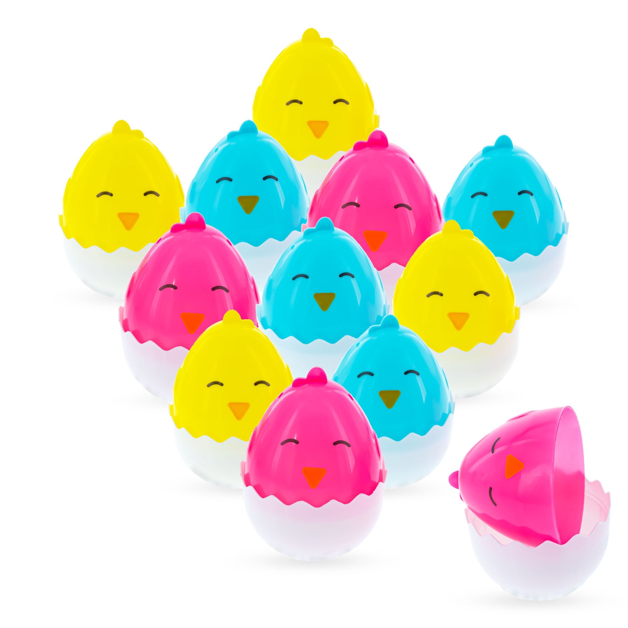 Set Of 12 Adorable Colorful Chick Hatchings Easter Eggs 2.25 Inches