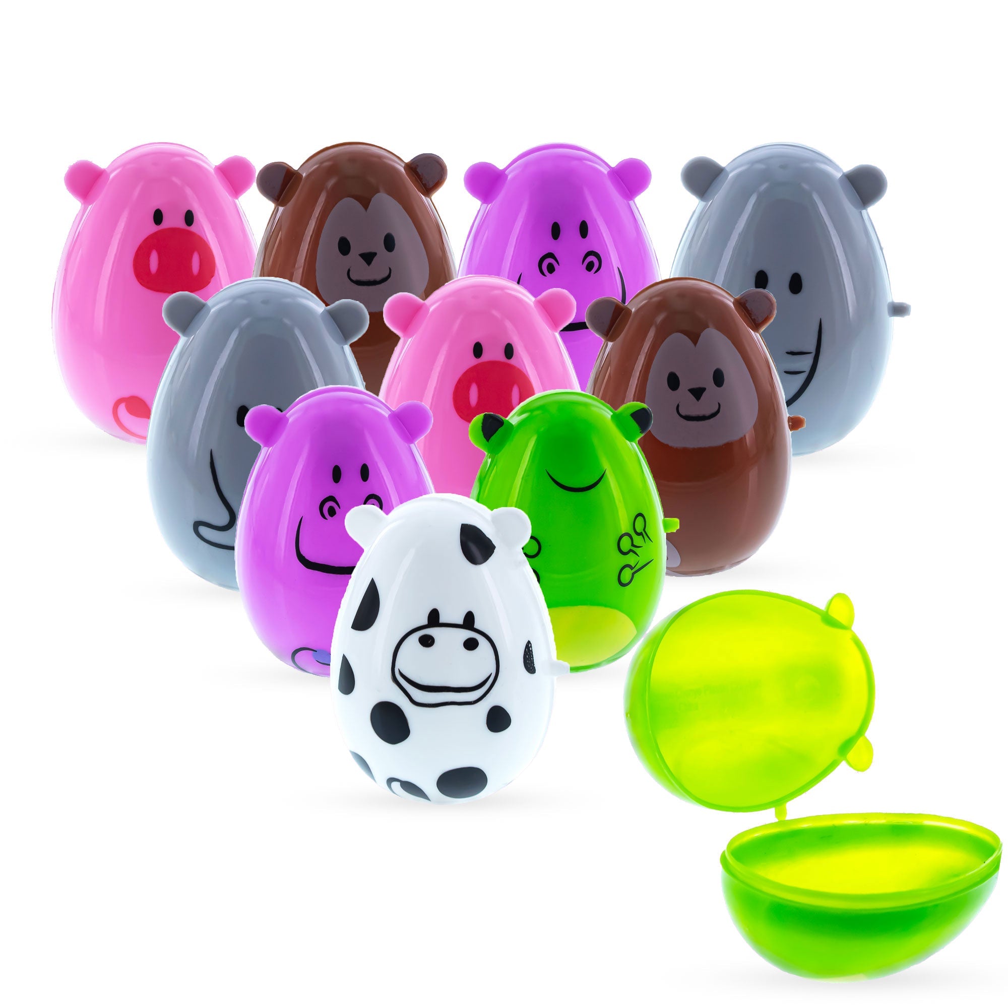 Set Of 12 Animal-themed Plastic Easter Eggs 2.25 Inches