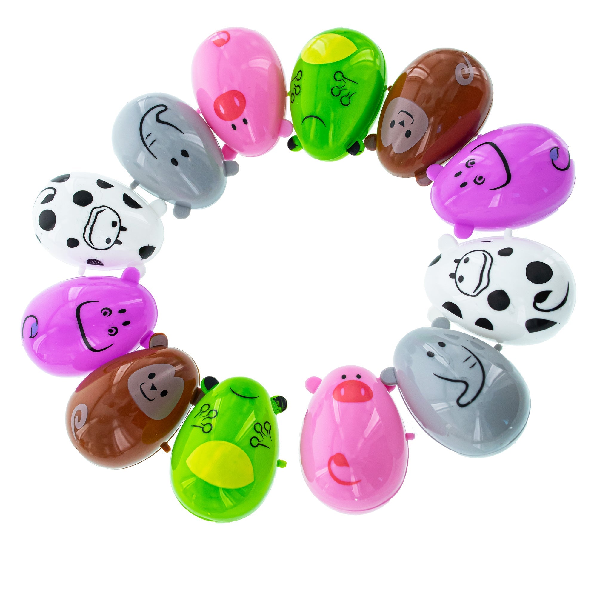 Set Of 12 Animal-themed Plastic Easter Eggs 2.25 Inches