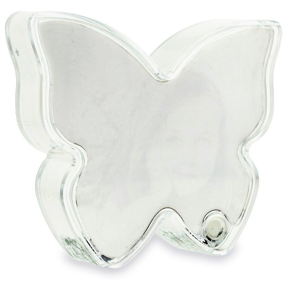 Butterfly Magic: Glittery Clear Acrylic Plastic Water Globe Picture Frame