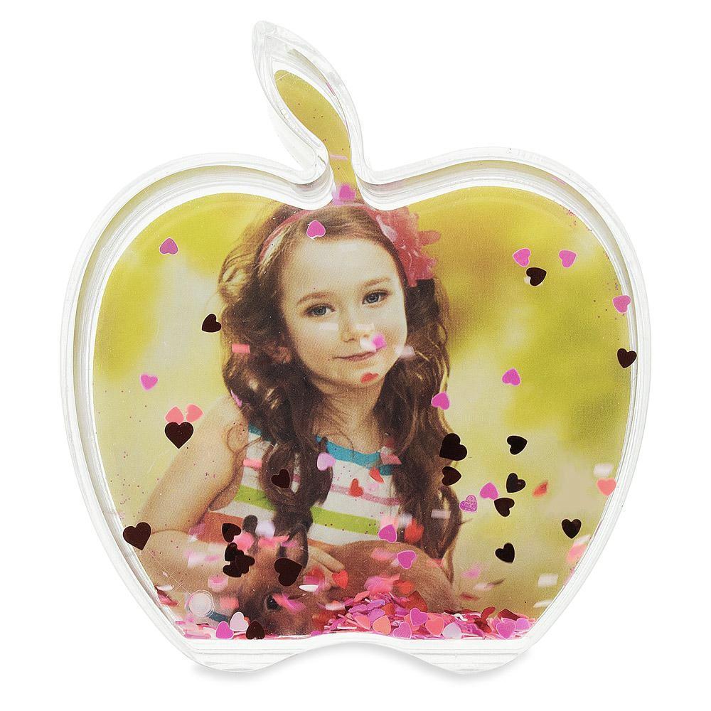 Juicy Memories: Apple-shaped Clear Acrylic Plastic Water Globe Picture Frame