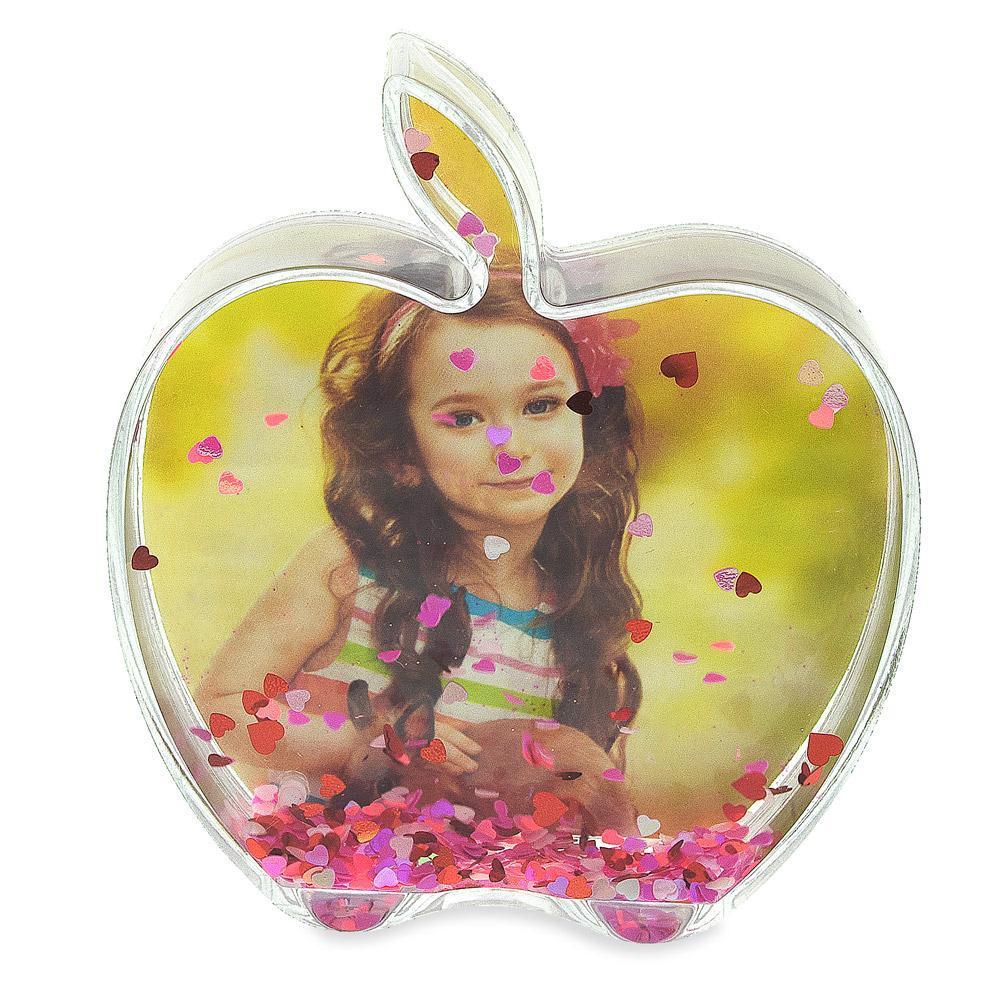 Juicy Memories: Apple-shaped Clear Acrylic Plastic Water Globe Picture Frame