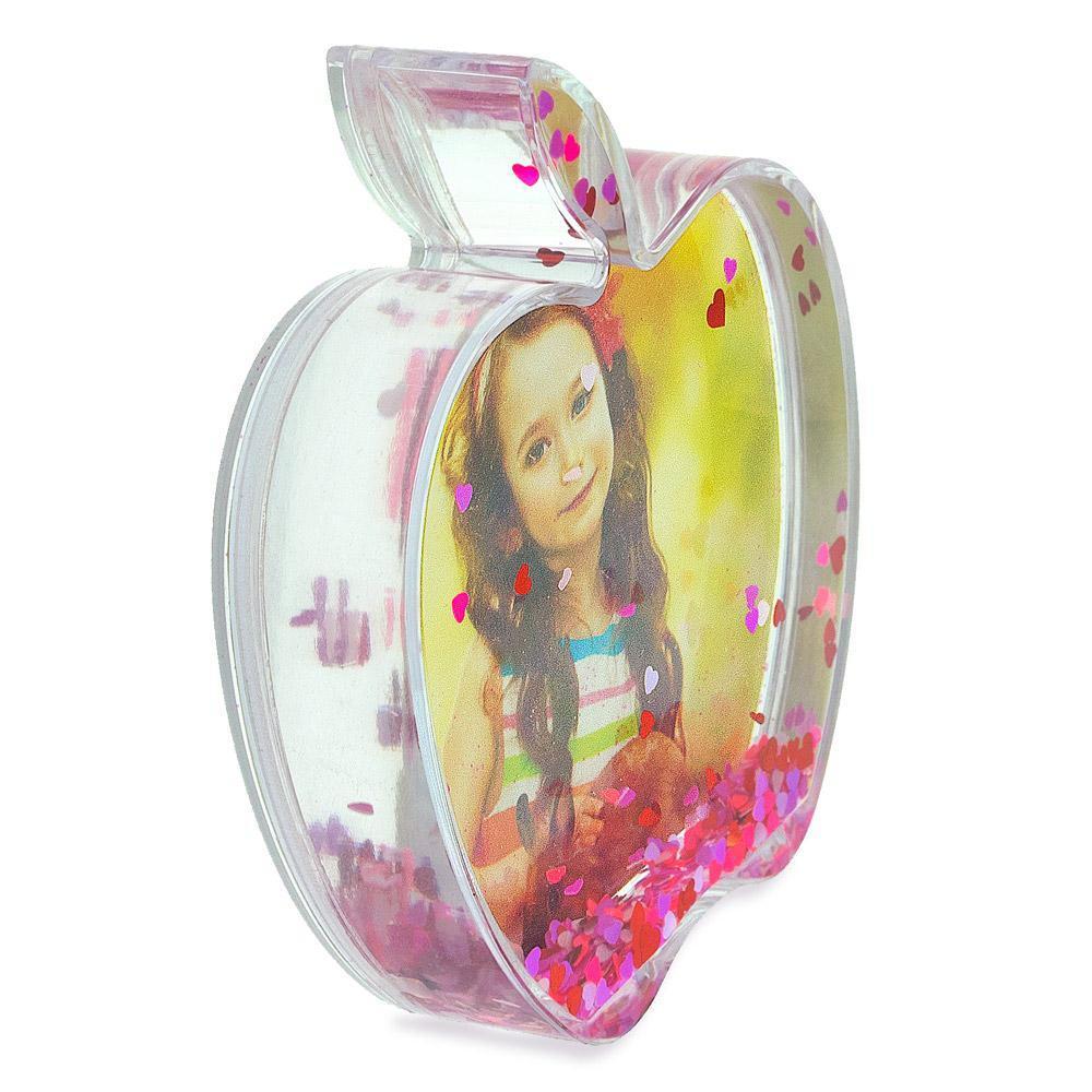 Juicy Memories: Apple-shaped Clear Acrylic Plastic Water Globe Picture Frame