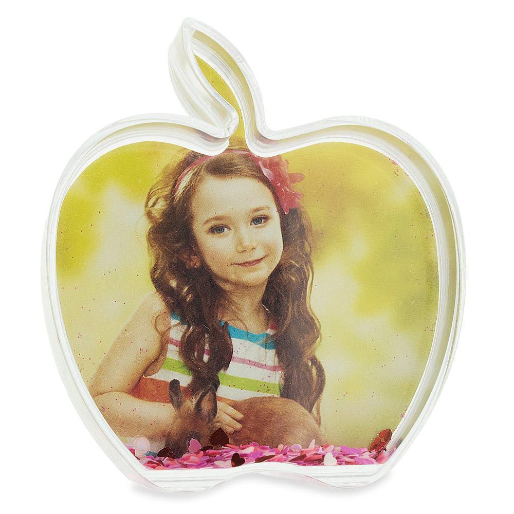 Juicy Memories: Apple-shaped Clear Acrylic Plastic Water Globe Picture Frame