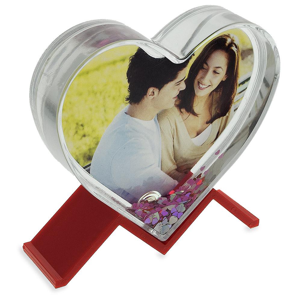 Heartfelt Moments: Clear Acrylic Plastic Water Globe Picture Frame